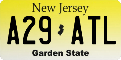 NJ license plate A29ATL