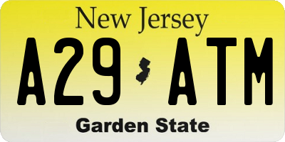 NJ license plate A29ATM