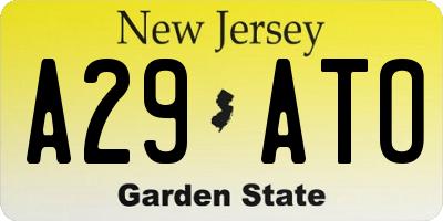 NJ license plate A29ATO