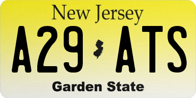 NJ license plate A29ATS