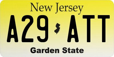 NJ license plate A29ATT