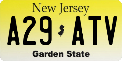 NJ license plate A29ATV