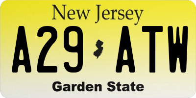 NJ license plate A29ATW