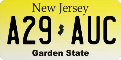 NJ license plate A29AUC