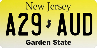 NJ license plate A29AUD