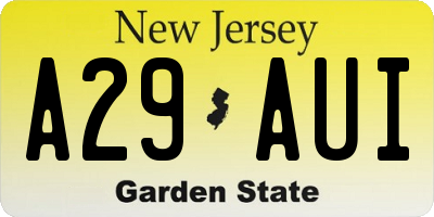NJ license plate A29AUI