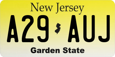 NJ license plate A29AUJ