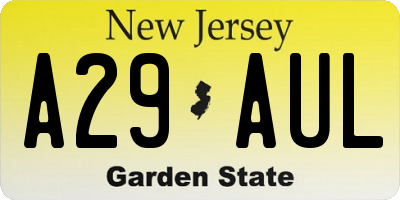 NJ license plate A29AUL