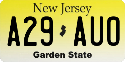 NJ license plate A29AUO