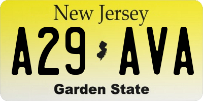 NJ license plate A29AVA