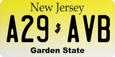 NJ license plate A29AVB