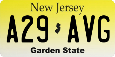 NJ license plate A29AVG
