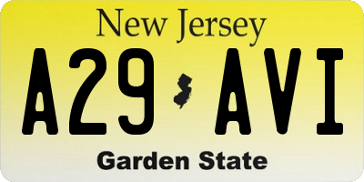 NJ license plate A29AVI