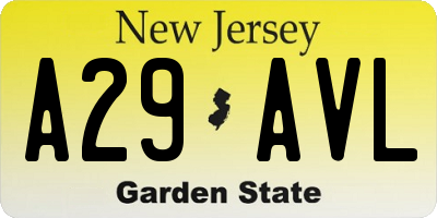 NJ license plate A29AVL