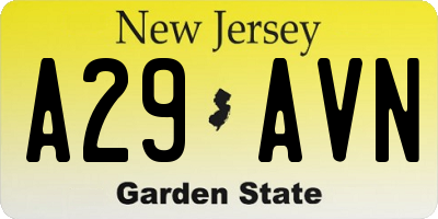NJ license plate A29AVN