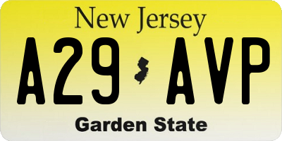 NJ license plate A29AVP