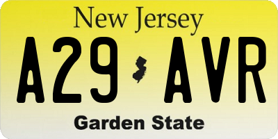 NJ license plate A29AVR