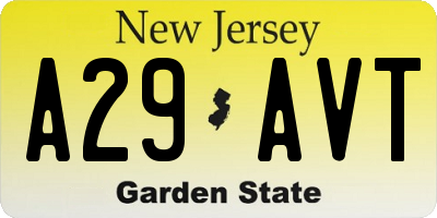 NJ license plate A29AVT