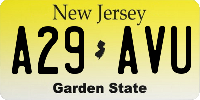 NJ license plate A29AVU