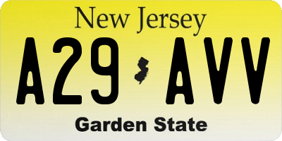 NJ license plate A29AVV