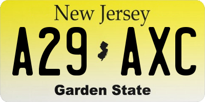 NJ license plate A29AXC