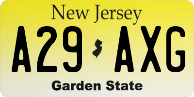 NJ license plate A29AXG