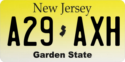 NJ license plate A29AXH