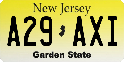 NJ license plate A29AXI