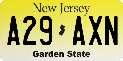 NJ license plate A29AXN