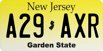 NJ license plate A29AXR
