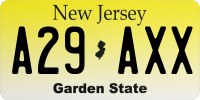 NJ license plate A29AXX