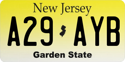 NJ license plate A29AYB