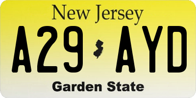 NJ license plate A29AYD