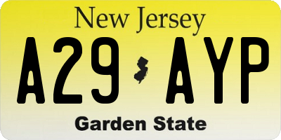 NJ license plate A29AYP