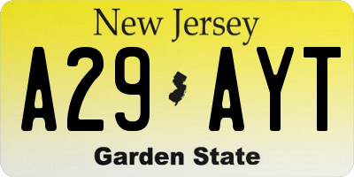 NJ license plate A29AYT