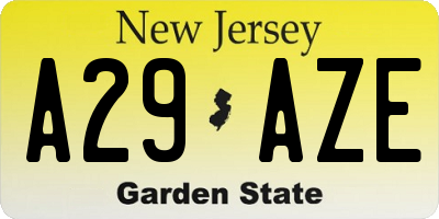 NJ license plate A29AZE