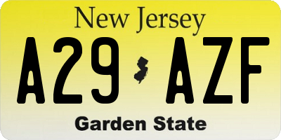 NJ license plate A29AZF