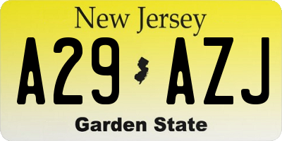 NJ license plate A29AZJ