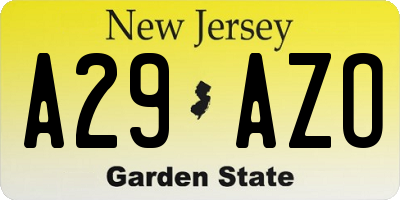 NJ license plate A29AZO