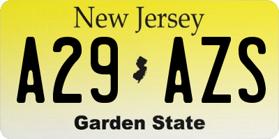 NJ license plate A29AZS
