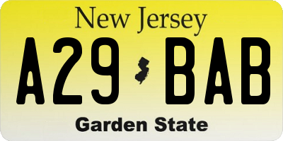 NJ license plate A29BAB