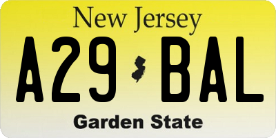 NJ license plate A29BAL