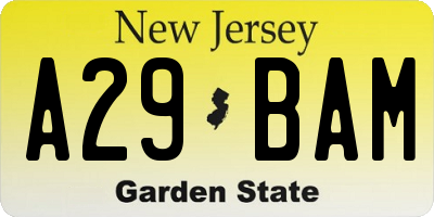 NJ license plate A29BAM
