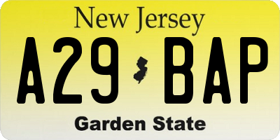 NJ license plate A29BAP