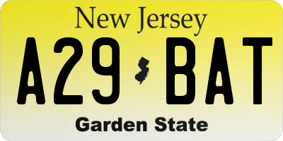 NJ license plate A29BAT