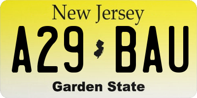 NJ license plate A29BAU