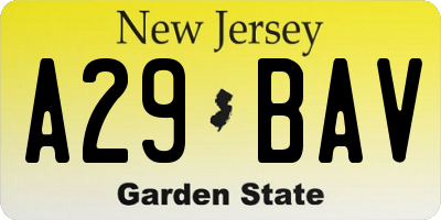 NJ license plate A29BAV