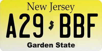 NJ license plate A29BBF