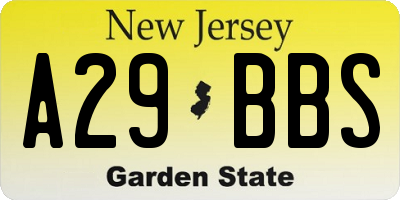 NJ license plate A29BBS