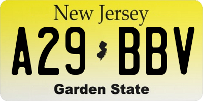 NJ license plate A29BBV